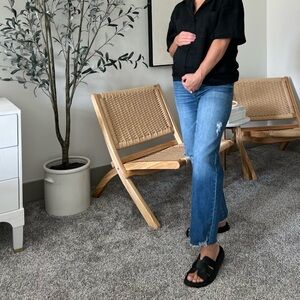 Pink blush distressed cropped maternity jeans